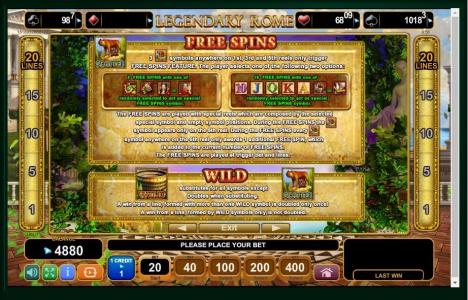 Legendary Rome Slot Machine Free Spins Bonus Screen