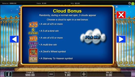 Stairway to Heaven Slot Machine Bonus Screen