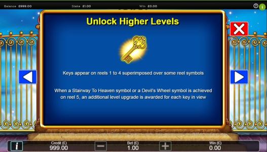 Stairway to Heaven Slot Machine Unlock Higher Levels Screen