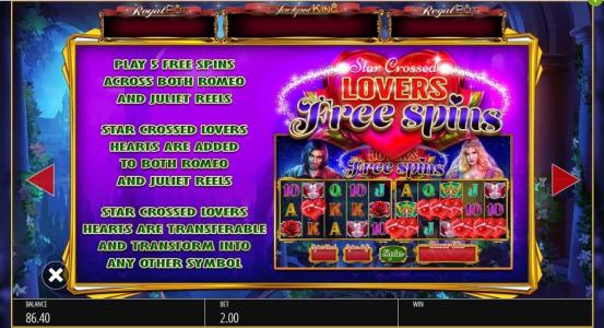 Romeo and Juliet Slot Machine Free Spins Bonus Screen