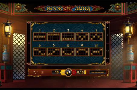 Book of Ming Slot Machine Paylines Screen