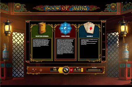 Book of Ming Slot Machine Free Spins Bonus Screen