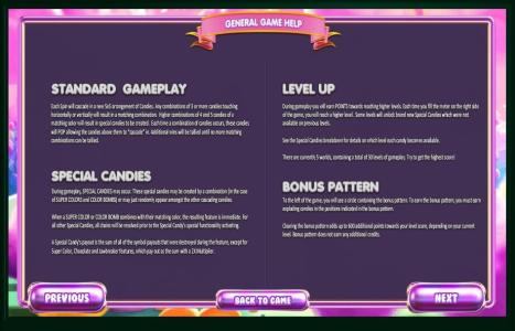 SugarPop 2: Double Dipped Slot Machine General Game Help Screen
