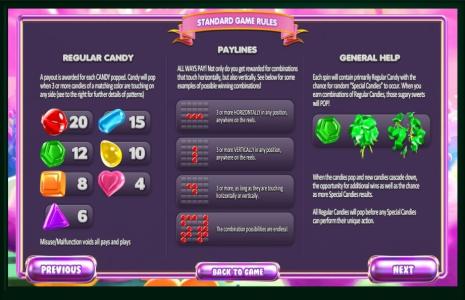 SugarPop 2: Double Dipped Slot Machine Paylines Screen