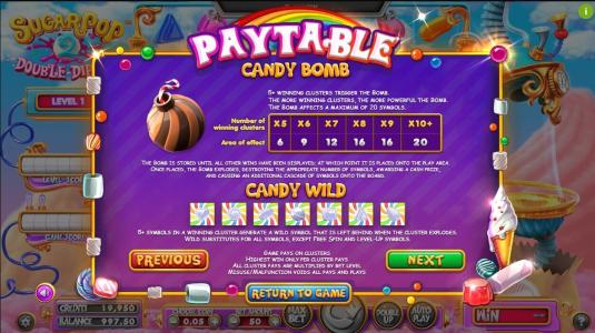 SugarPop 2: Double Dipped Slot Machine Free Spins Bonus Screen