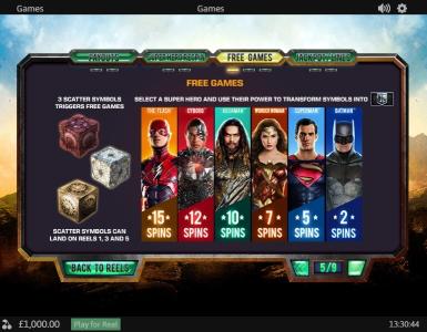 Justice League Slot Machine Free Games Screen