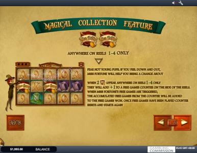 Miss Fortune Slot Machine Magical Collection Feature Screen