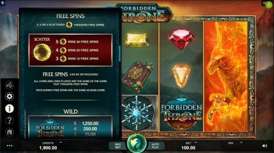 Forbidden Throne Slot Machine Free Spins Bonus Screen