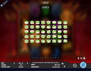 Tiger Temple Slot Machine Paylines Screen