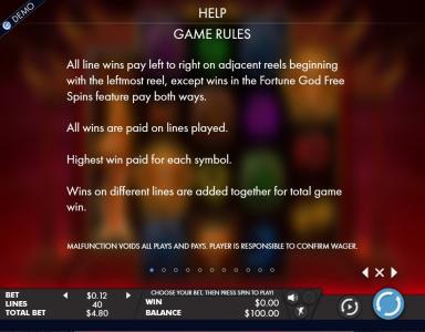 Tiger Temple Slot Machine Game Rules Screen