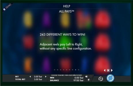 Riches in the rough Slot Machine Paylines and Ways to Win Information Screen