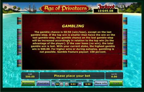 Age of Privateers Slot Machine Gambling Screen