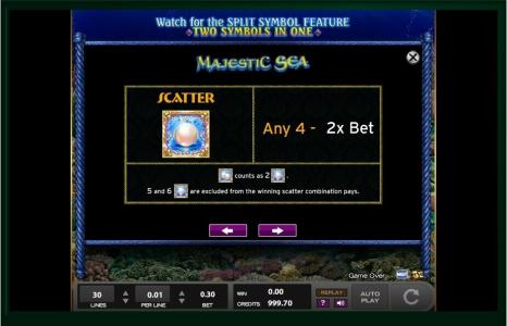 Majestic Sea Slot Machine Scatter Awards Screen