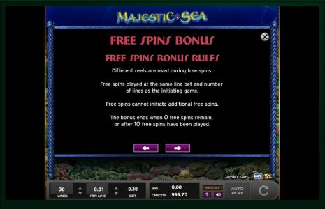 Majestic Sea Slot Machine Free Spins Bonus Screen