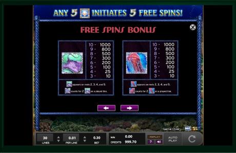 Majestic Sea Slot Machine Free Spins Bonus Screen