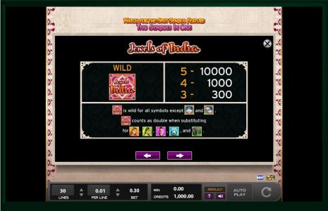 Jewels Of India Slot Machine Wild Symbol Screen