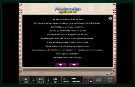 Jewels Of India Slot Machine Game Rules Screen