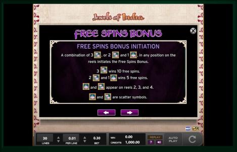 Jewels Of India Slot Machine Free Spins Bonus Screen