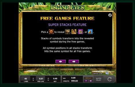 Island Eyes Slot Machine Free Spins Bonus Screen