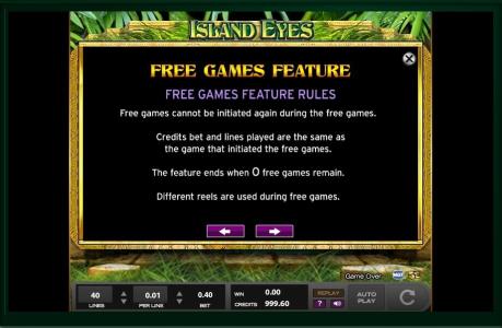 Island Eyes Slot Machine Free Spins Bonus Screen