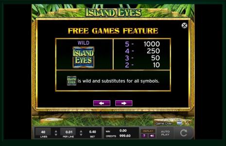 Island Eyes Slot Machine Free Spins Bonus Screen