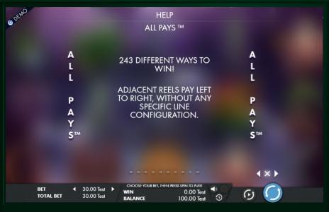 Fortune turtl Slot Machine 243 Ways to Win Information Screen