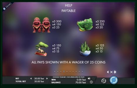 Fortune turtl Slot Machine Paytable Screen