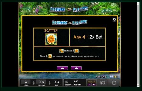 Princess of Paradise Slot Machine Scatter Awards Screen