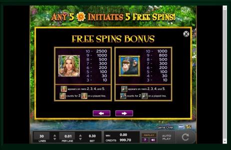 Princess of Paradise Slot Machine Paytable Screen