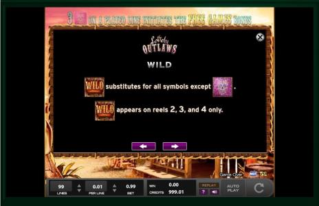 The Lovely Outlaws Slot Machine Wild Symbol Screen