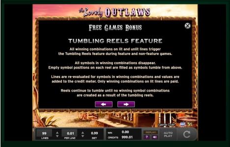 The Lovely Outlaws Slot Machine Free Games Screen