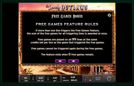 The Lovely Outlaws Slot Machine Free Games Screen