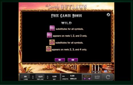 The Lovely Outlaws Slot Machine Free Games Screen