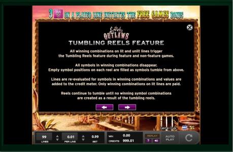 The Lovely Outlaws Slot Machine Free Games Screen