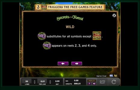 Secrets Of The Forest Slot Machine Wild Symbol Screen
