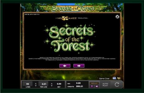 Slot Machine Secrets of the Forest Title Screen