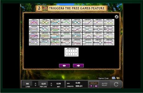 Secrets Of The ForestSlot Machine Paylines Screen