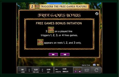 Secrets Of The Forest Slot Machine Free Bonus Game Screen
