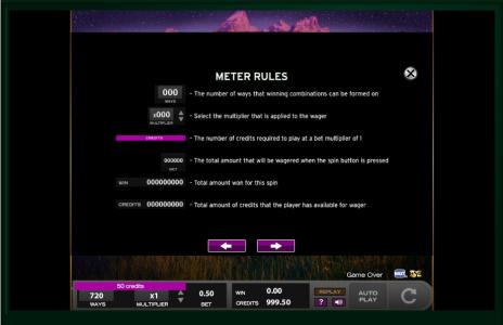 Thundering Buffalo Slot Machine Game Rules Screen
