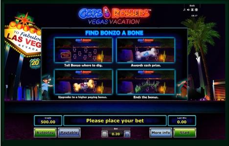 Cops N Robbers: Vegas Vacation Slot Machine Spotlight Wilds Screen
