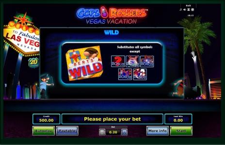Cops N Robbers: Vegas Vacation Slot Machine Wild Symbol Screen