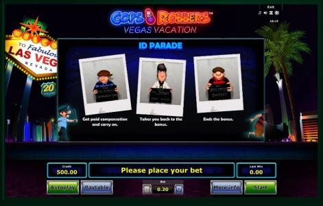 Cops N Robbers: Vegas Vacation Slot Machine Wild Symbol Screen