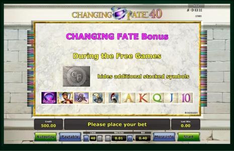 Changing Fate 40 Slot Machine Free Spins Bonus Screen