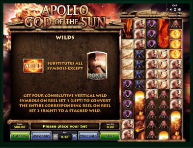 Apollo God of The Sun Slot Machine - Wild Symbol Screen