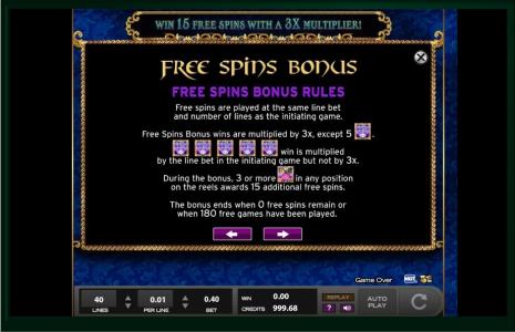 Witches Riches Slot Machine Free Spins Bonus Screen