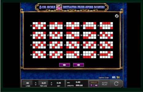 Witches Riches Slot Machine Paylines Screen