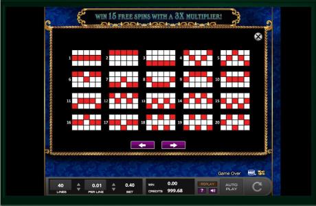 Witches Riches Slot Machine Paylines Screen