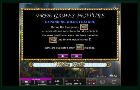 White Falls Slot Machine Wild Symbol Screen