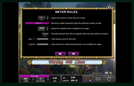 White Falls Slot Machine Game Rules Screen