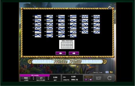 White Falls Slot Machine Paylines Screen
